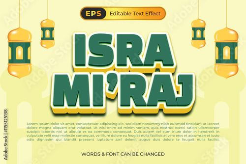 A poster for Isra Mi'raj with editable text effect