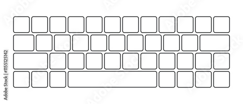 Computer keyboard button layout template for graphic use. Modern computer keyboard. Vector illustration