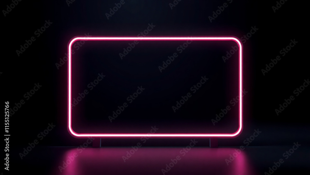 AI generative. Frame border light with rectangle neon glow effect pink on the dark background. 62 AI generative. Frame border light with rectangle neon glow effect pink on the dark background. 62