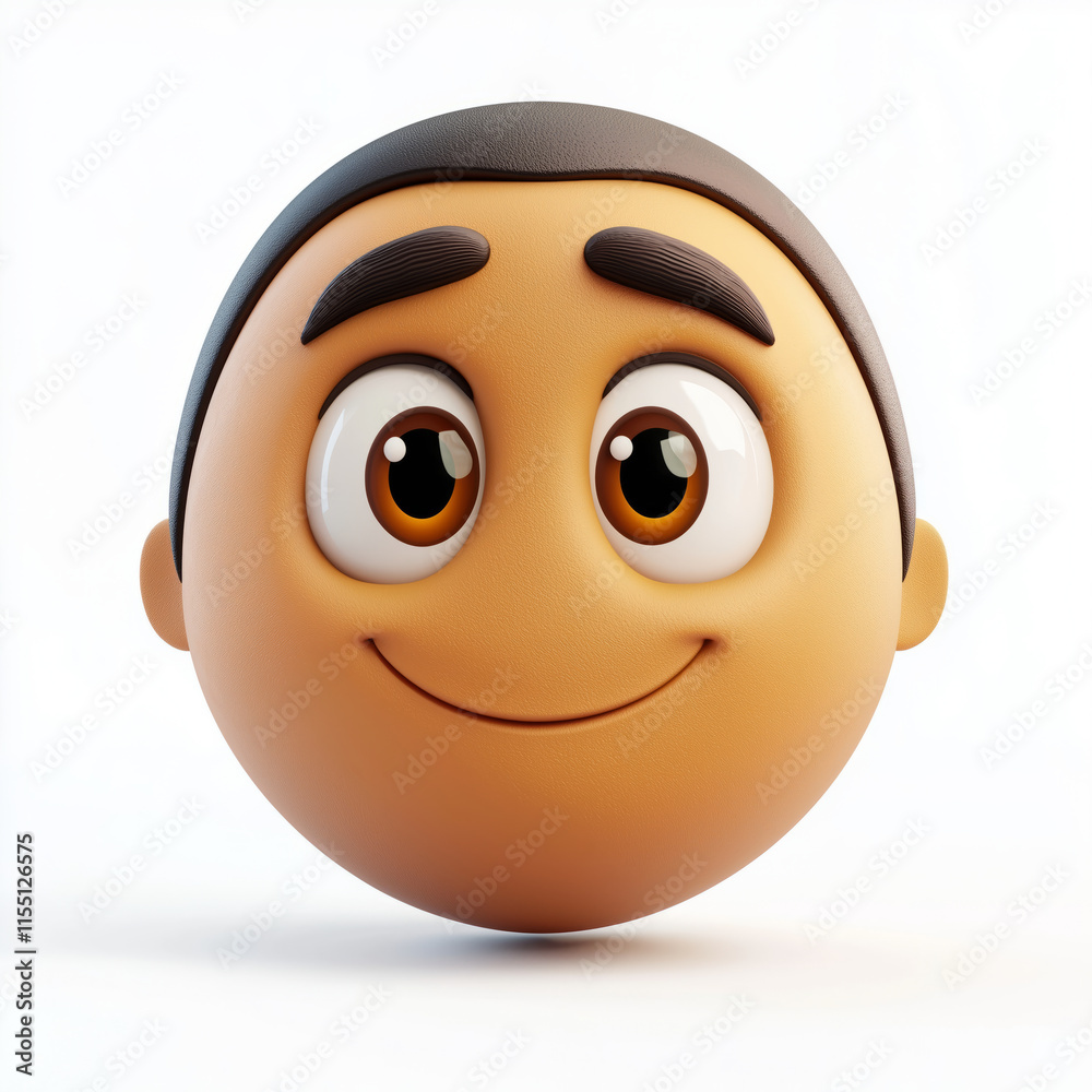 Fototapeta premium 3D Indian man face emoji showing relief, relaxed eyes and subtle smile, transparent background.