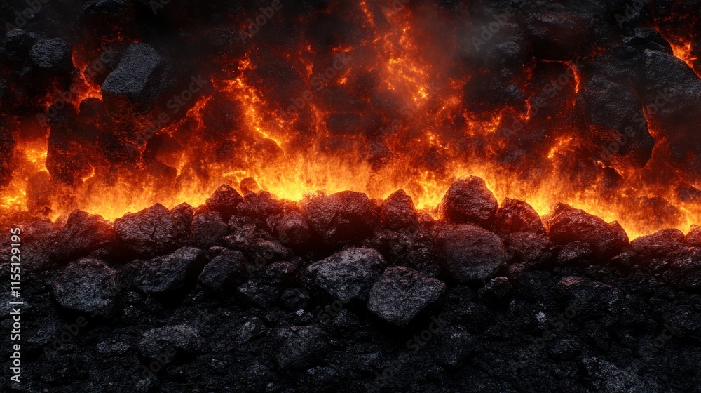Lava flow cascading over dark volcanic rocks. Lava flow cascading over dark volcanic rocks.