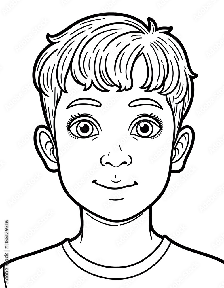A boy with a smile on his face. He has short hair and is wearing a white shirt A boy with a smile on his face. He has short hair and is wearing a white shirt