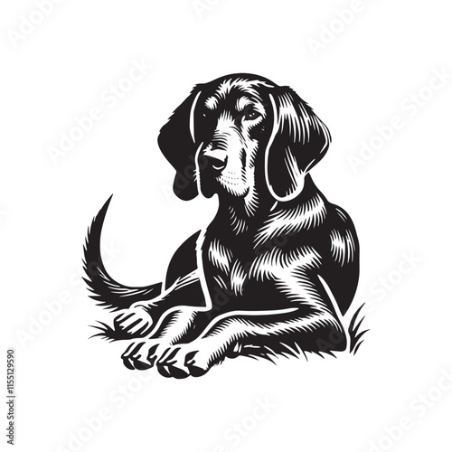 Bluetick Dog Silhouette - Illustration of Dog - Minimalist Design Of Dog - Dog Vector.