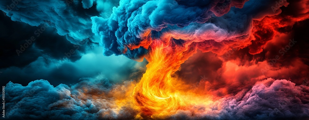 Spiraling Flame Tornado with Glowing Embers Spiraling Flame Tornado with Glowing Embers