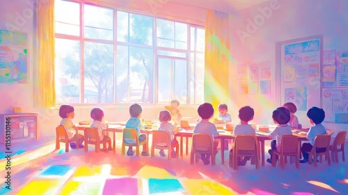 Inclusive Classroom with Engaged Learners in Bright Light