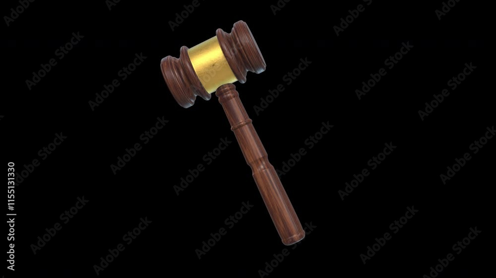 Gavel Rotating on a Transparent Background. Seamless Loop. Mallet of the Judge 4K Gavel Rotating on a Transparent Background. Seamless Loop. Mallet of the Judge 4K