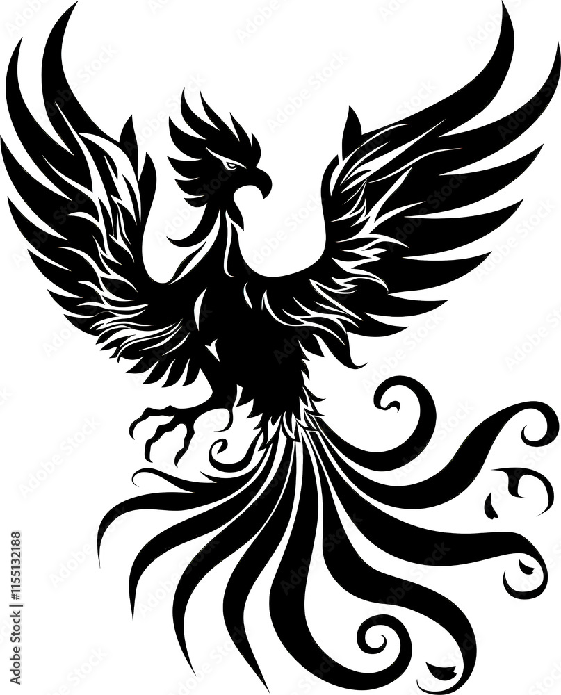 Fototapeta premium Elegant phoenix illustration with flowing wings