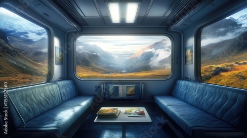 Scenic Train Journey Through Majestic Mountain Valley