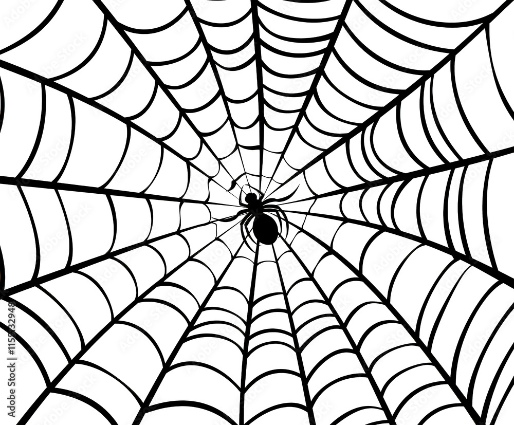 Fototapeta premium Intricate spider web glistening with dew