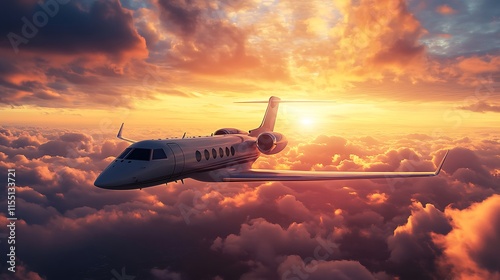 Wallpaper Mural Private Jet Sunset Flight Torontodigital.ca