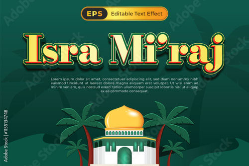 Isra Mi'raj with editable text effect template