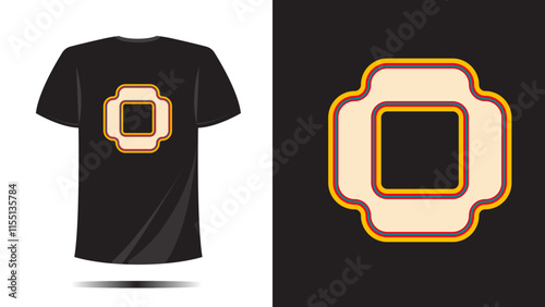 T shirt letter O pixel text symbol with outline