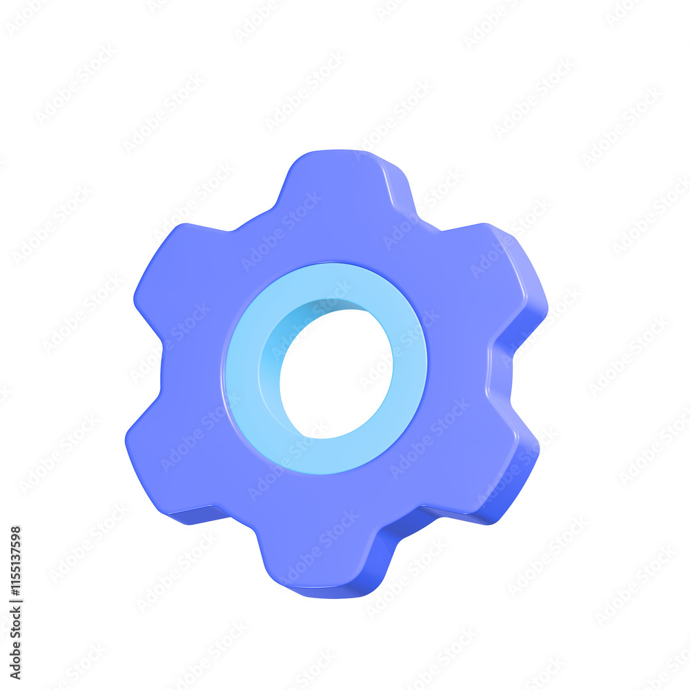 gear 3d setting icon for app web blue color gear 3d setting icon for app web blue color
