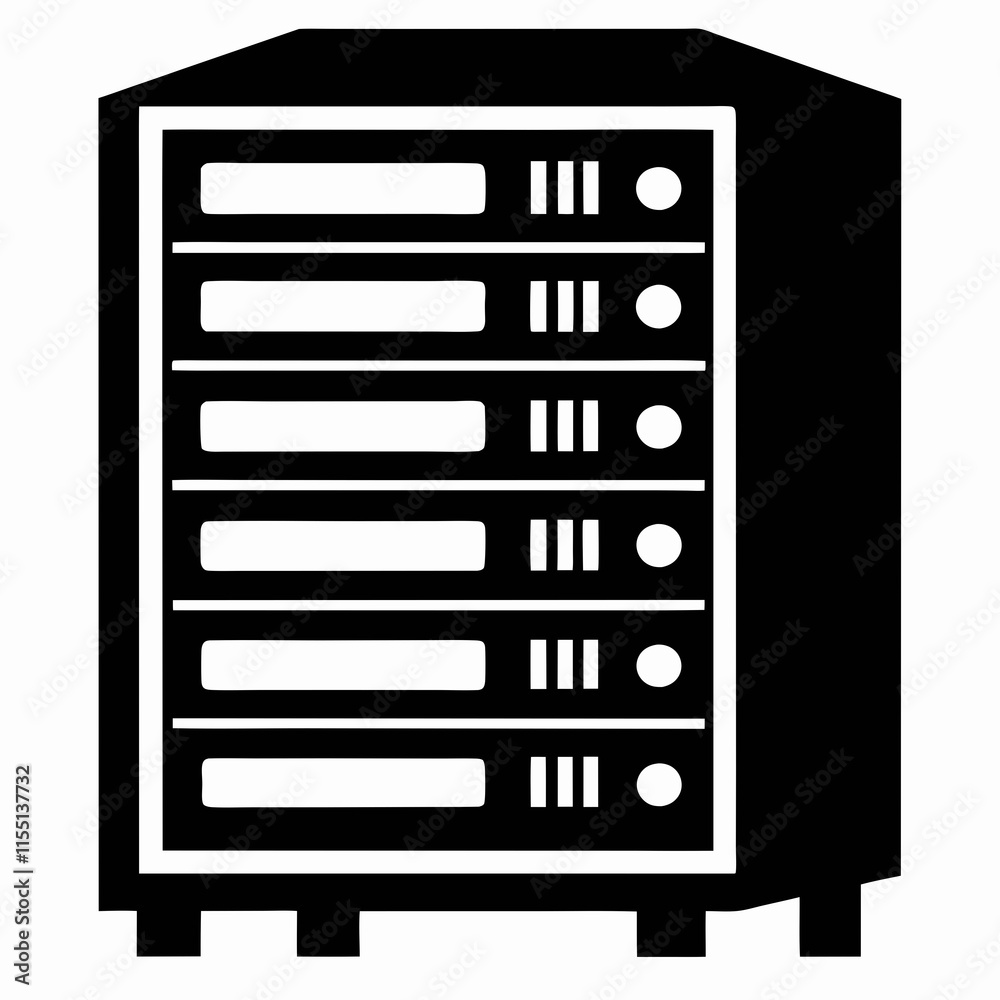 Server Rack Silhouette Vector Illustration Server Rack Silhouette Vector Illustration
