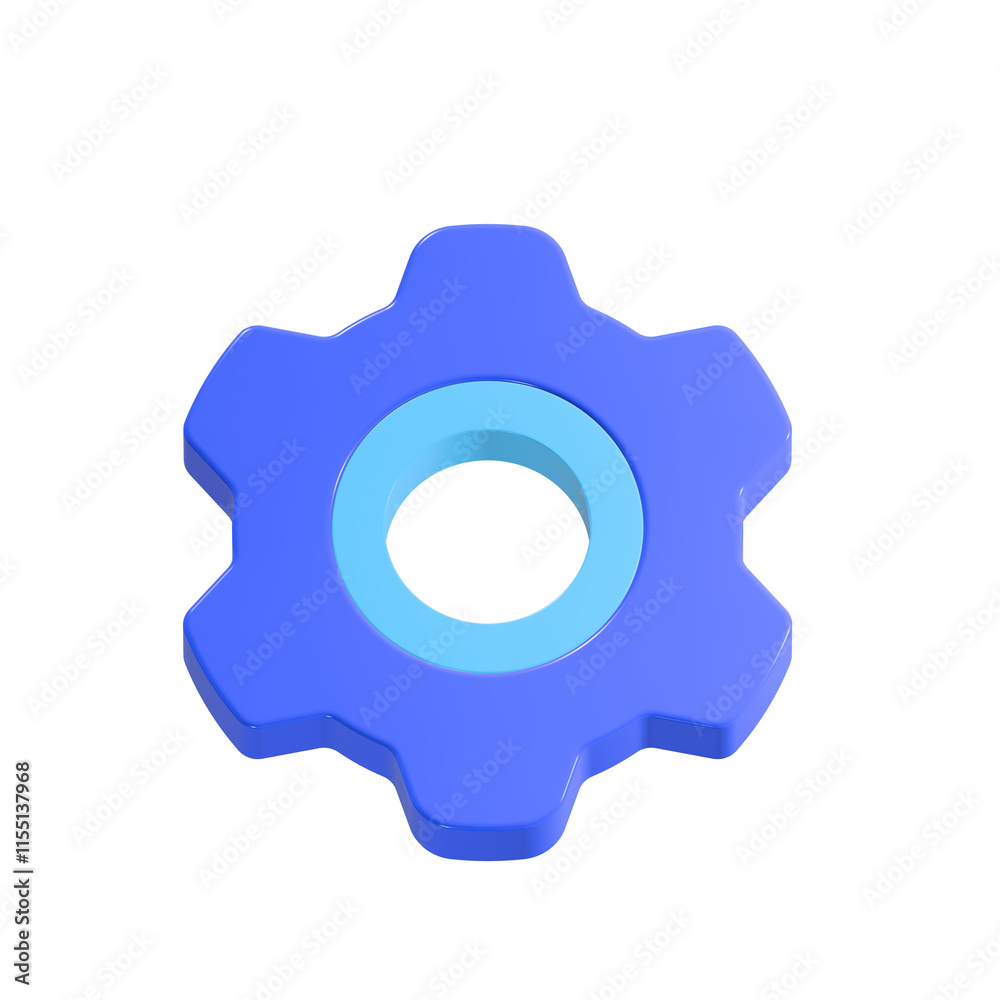 gear 3d setting icon for app web blue color gear 3d setting icon for app web blue color