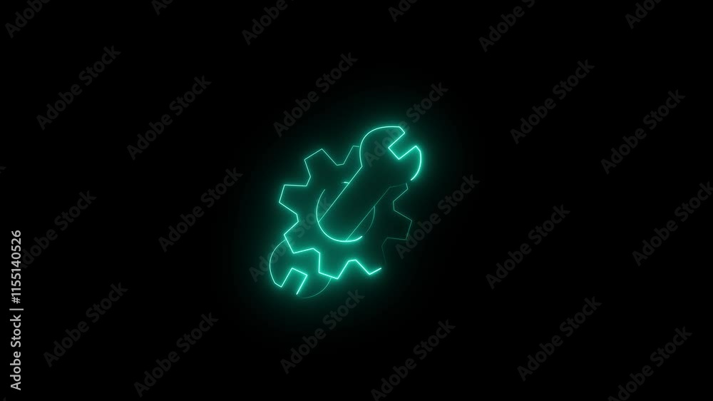 Customization line icon. Settings or editing sign. Repair symbol animation with neon .  Linear Customizations icon design