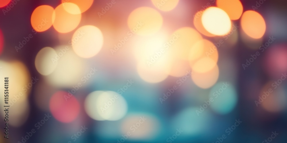 Blurred bright glowing lights of district in megapolis under dusk sky in evening on blurred background Blurred bright glowing lights of district in megapolis under dusk sky in evening on blurred background