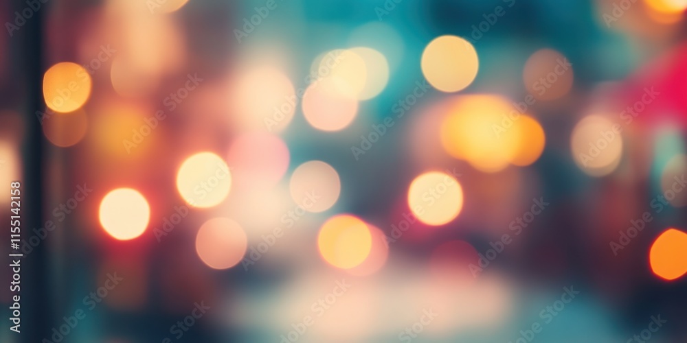 Blurred bright glowing lights of district in megapolis under dusk sky in evening on blurred background Blurred bright glowing lights of district in megapolis under dusk sky in evening on blurred background