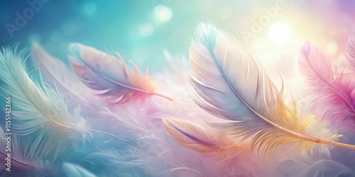 Soft pastel feathers against a gradient background, bird-inspired artwork photo