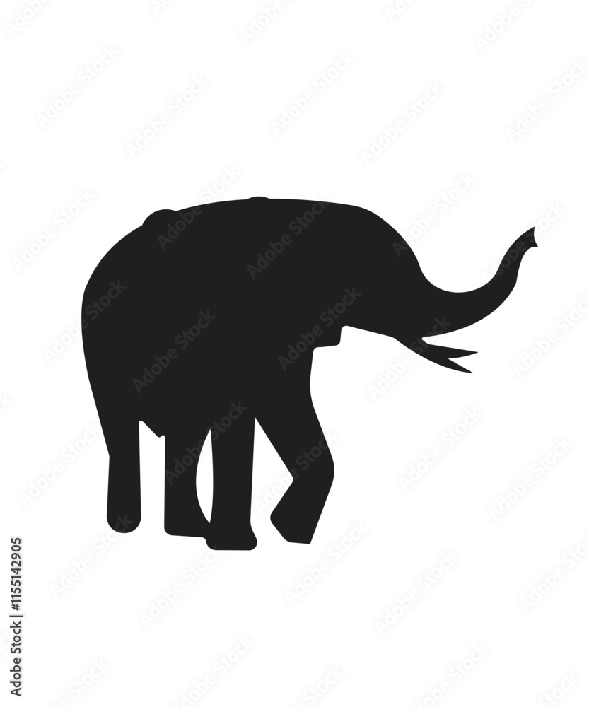 Black elephant art illustration silhouette on a white background Black elephant art illustration silhouette on a white background