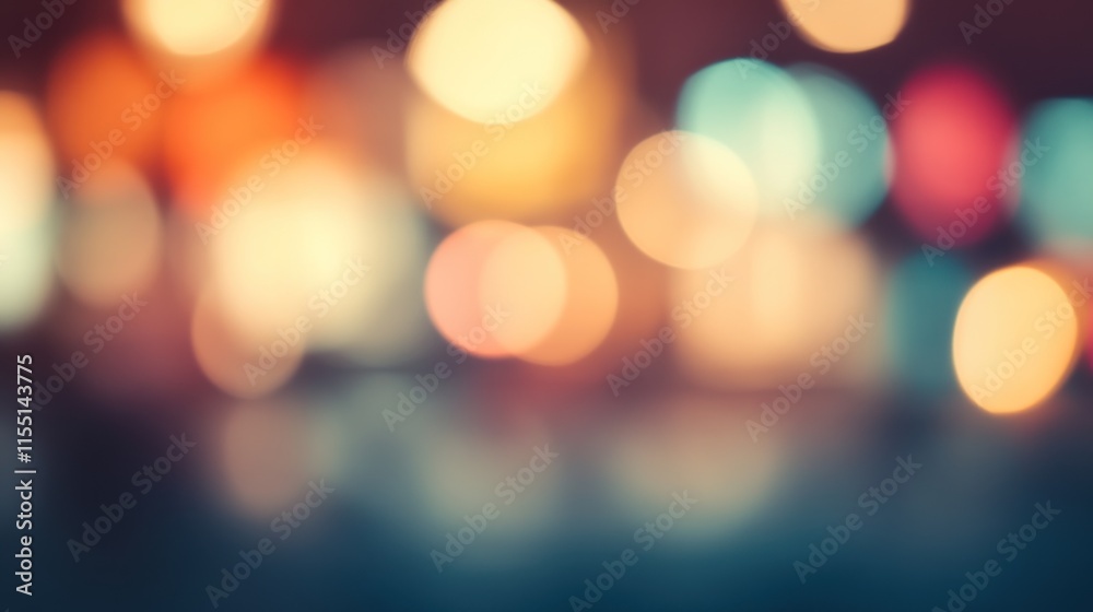 Blurred bright glowing lights of district in megapolis under dusk sky in evening on blurred background Blurred bright glowing lights of district in megapolis under dusk sky in evening on blurred background