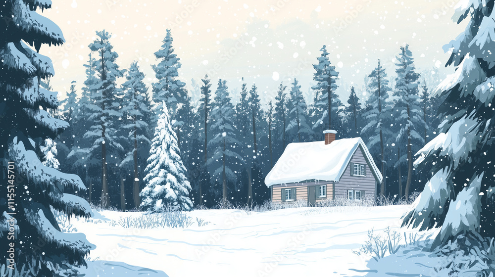 Winter Seasonal Landscape Snowy Trees Foreground Winter Seasonal Landscape Snowy Trees Foreground