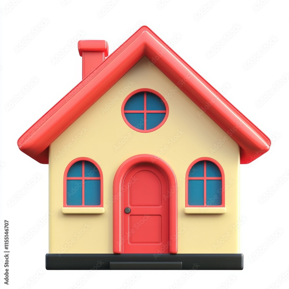 Colorful toy house model with a vibrant red roof and yellow walls, ideal for children's playtime. Colorful toy house model with a vibrant red roof and yellow walls, ideal for children's playtime.