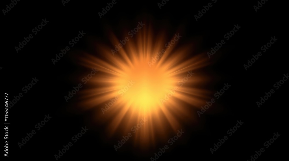 Obraz premium Bright orange light appears at the center, radiating outward with streaks, creating a captivating display of warmth and energy on a dark background