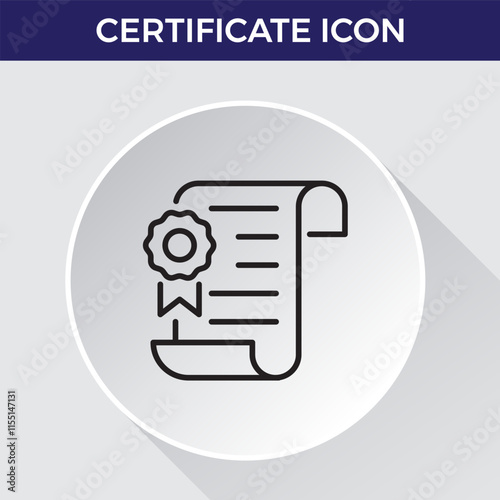 certificate Line icon. Editable stroke. Vector illustration.