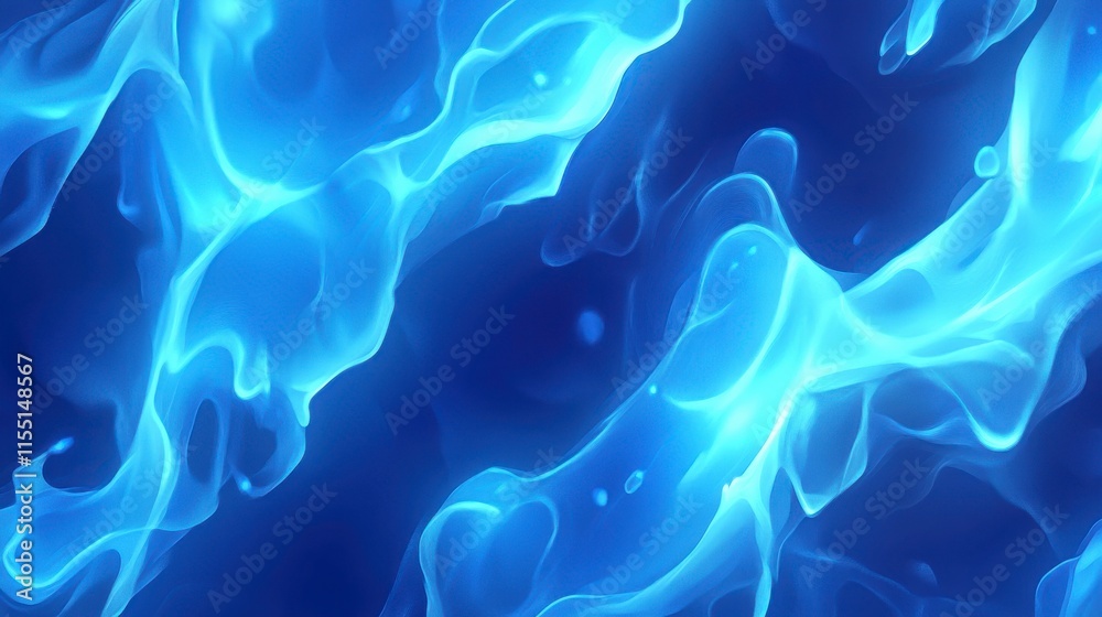 Obraz premium Glowing Blue Marble. Abstract blue marble pattern with fluid swirls and veining, enhanced with glowing highlights.