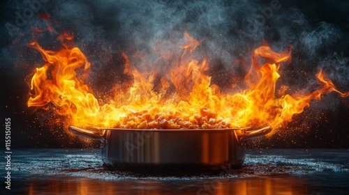 A kitchen mishap unfolds as food is left unattended on the stove, resulting in a burnt dish that serves as a cautionary tale about the dangers of cooking. photo