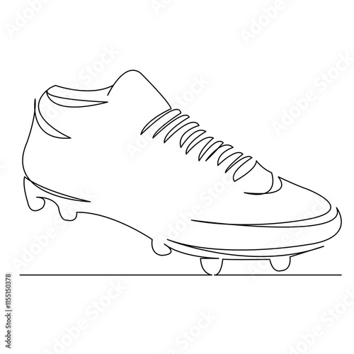 One continuous single drawing line art flat doodle shoe, sport, boot, football, soccer, athletic. Isolated image hand draw contour on a white background
