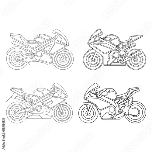 Lets color it. Coloring page with motorcycle cartoon. Educational game for children. fun activities for kids to play and learn.