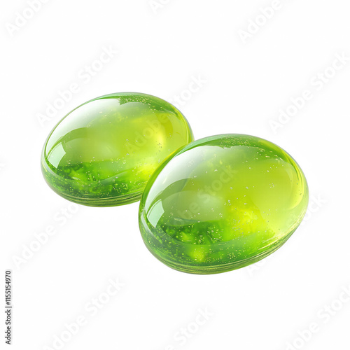 green hard candies isolated on transparent background Generative Ai. photo