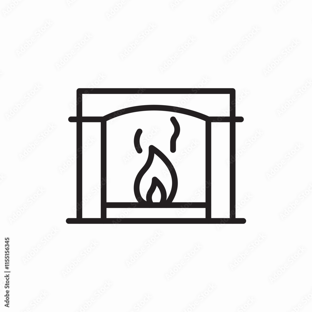 Fireplace home heating winter warm icon vector sign Fireplace home heating winter warm icon vector sign