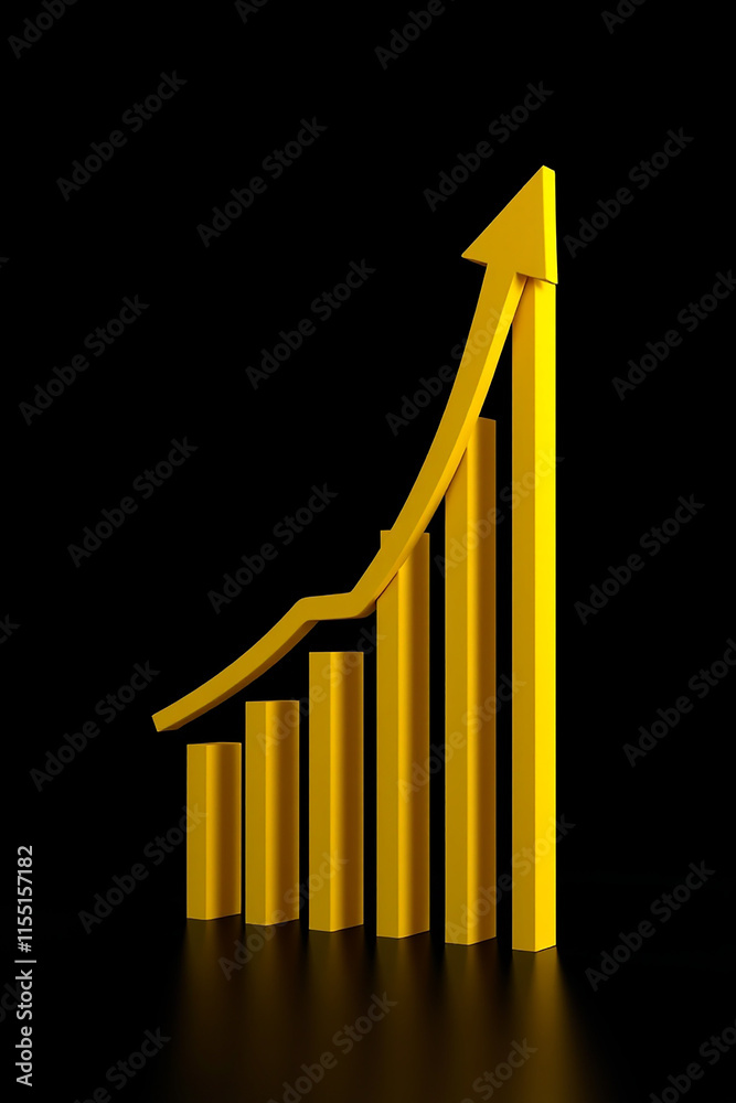 Gold Growth Chart. Concept of success, progress, and financial growth. Gold Growth Chart. Concept of success, progress, and financial growth.