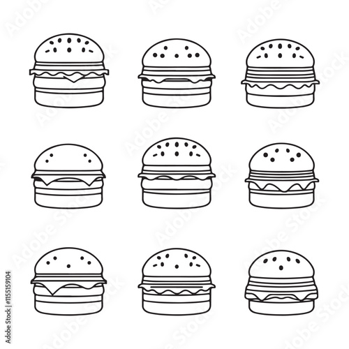 burger, icon, hamburger, studio, web, vector, black, bun, illustration, abstract, business, logo, design, food, technology, isolated, office, template, bread, graphic, silhouette, cheese, meat, websit