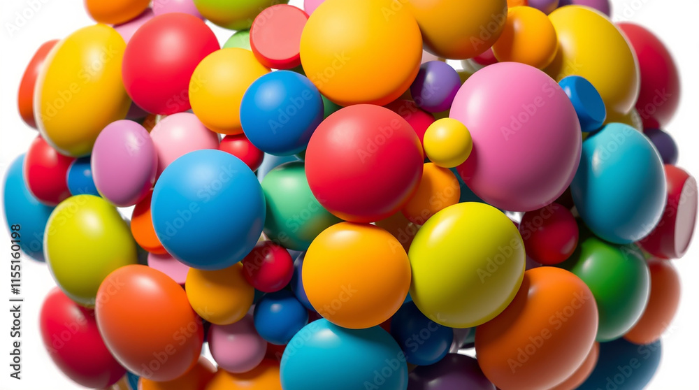 Abstract colorful sphere of clustered round shapes. Concept of vibrant colors, playful design, and modern art. Abstract colorful sphere of clustered round shapes. Concept of vibrant colors, playful design, and modern art.