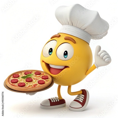 Pizza chef emoji character white background