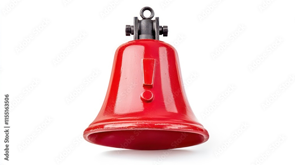 Red bell with exclamation mark, isolated on white background. Red bell with exclamation mark, isolated on white background.