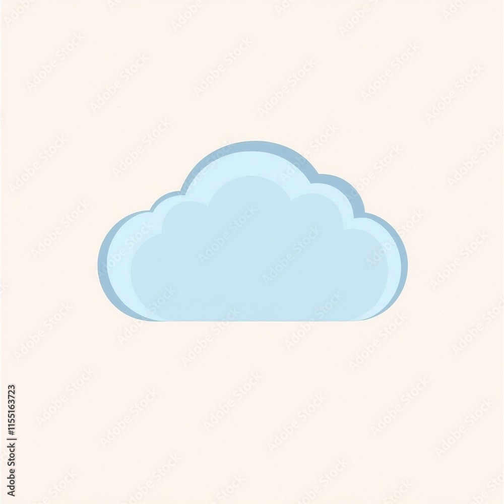 A simple, stylized light blue cloud against a soft beige background. A simple, stylized light blue cloud against a soft beige background.