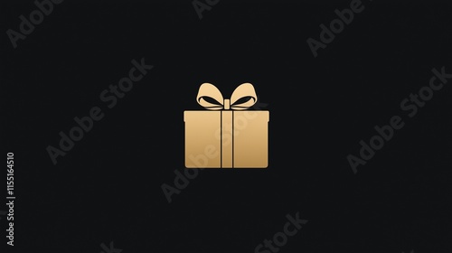 Elegant Golden Gift Box Illustration on a Black Background