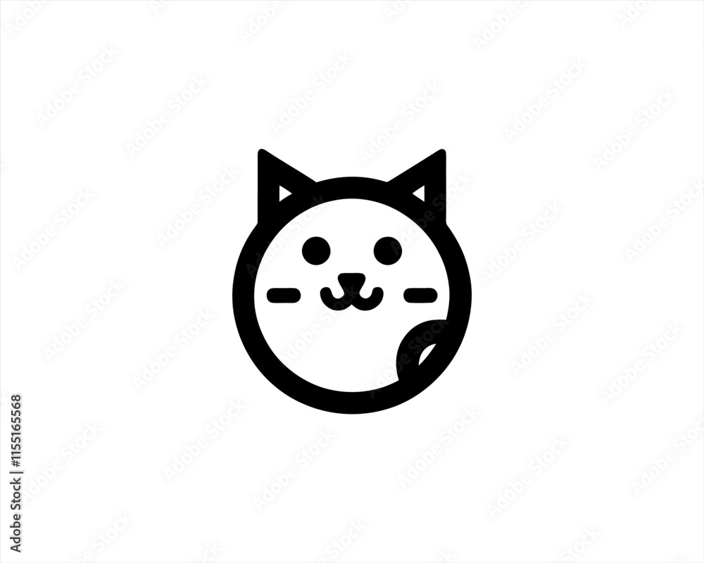 Cat logo vector. Silhouette simple. Flat style. Black cat icon logo. Logo design template. Vector illustration.