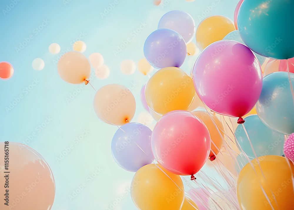 custom made wallpaper toronto digitalColorful balloons done with a retro instagram filter effect. Concept of happy birth day in summer and wedding, honeymoon party use for background. Vintage color tone style