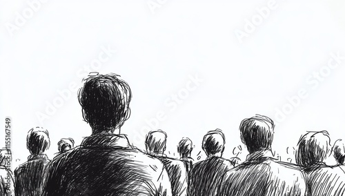 Abstract representation of a crowd in monochrome.