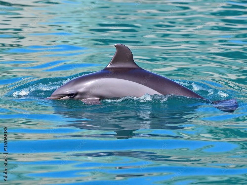 Naklejka premium A dolphin is swimming in the ocean