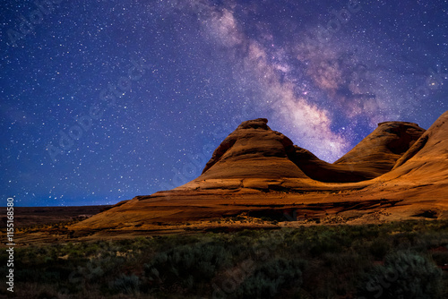 Milky Way Over Mountain, Beautiful night space landscape	

