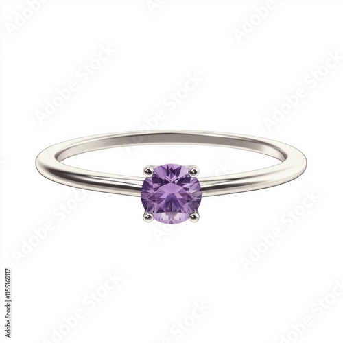 Elegant silver ring with purple gemstone in minimalist design photo