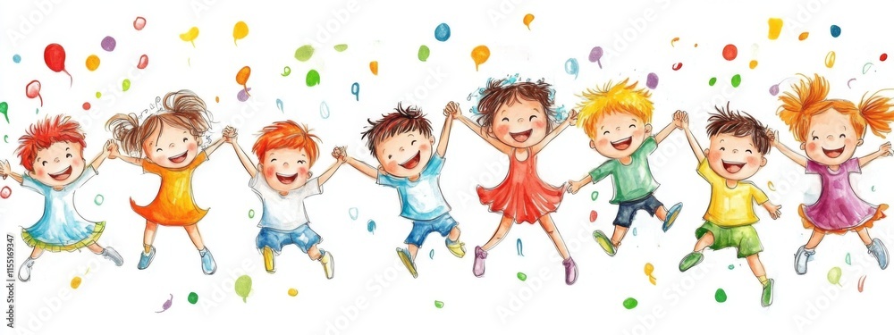 Hand-drawn style captures the essence of childhood joy. Hand-drawn style captures the essence of childhood joy.