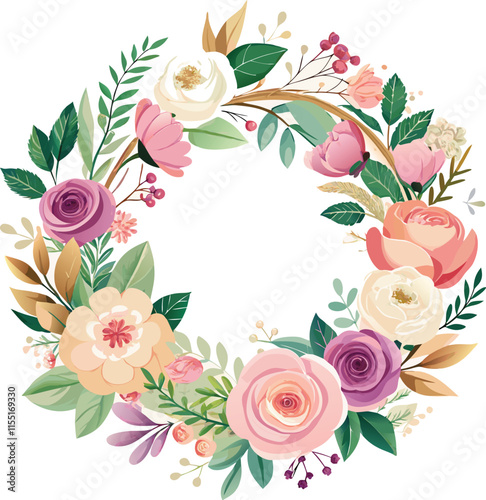 Floral Harmony Elegant Wreath Design for Nature-Inspired Branding